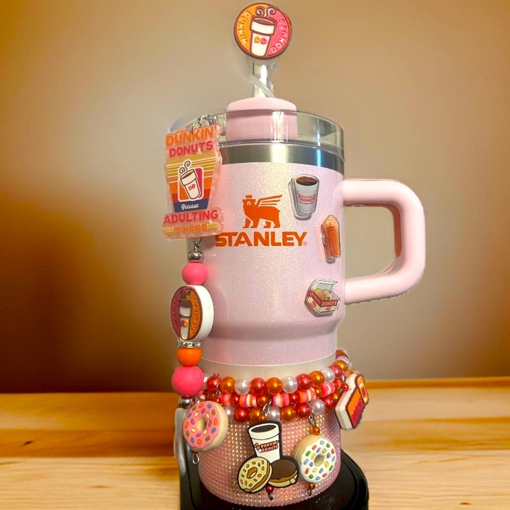 Dunkin Donuts themed Stanley 20 oz. Rose Petal Shimmer